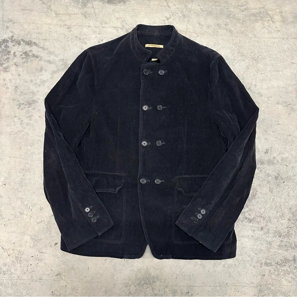 John Varvatos Black Stand Up Collar Coat Military Avant Garde Indie‎ Sleaze